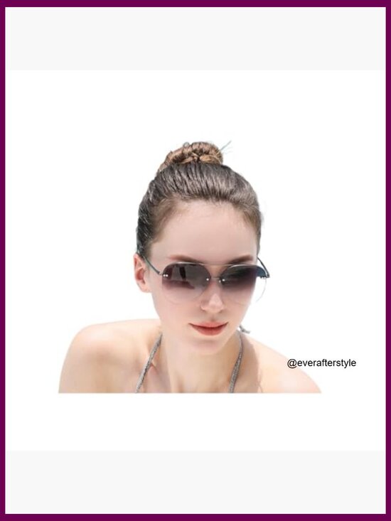 Stainless Steel Rimless Aviator Sunglasses Oversized UV400 Protection